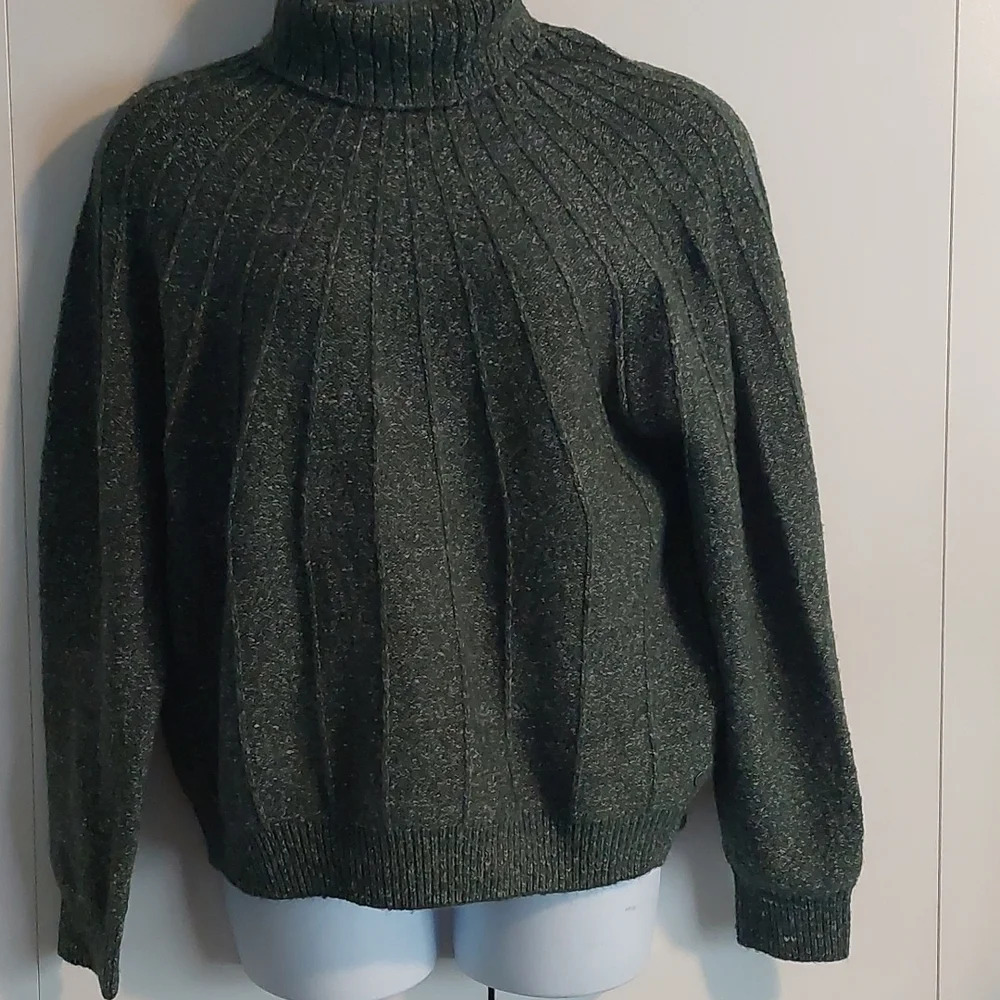 New Dark Green Chunky Knit Turtleneck Sweater Size Large Roxy